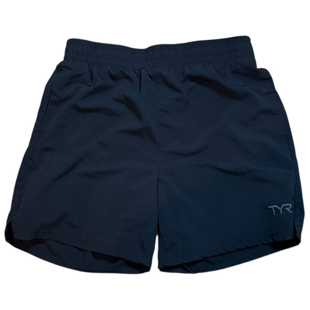 TYR Running Swim Shorts Mens Black Athletic Athleisure Size S